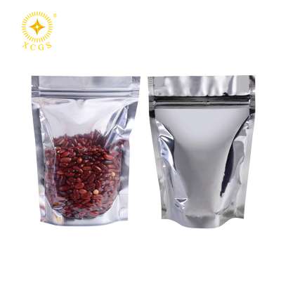 Stand Up Clear Silver Zip Lock Resealable Aluminum Mylar Foil Plastic Packaging Bag