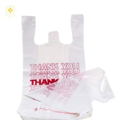 100% Biodegradable T-Shirt Bags Recyclable  Bags Composable Supermarket Reusable Bags for wholesale and custom