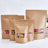 Heat seal zipper food grade stand up brown kraft paper bags for chia packing