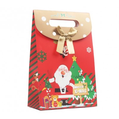 HIgh Quality Custom Christmas Red Paper Gift Bag With Handle